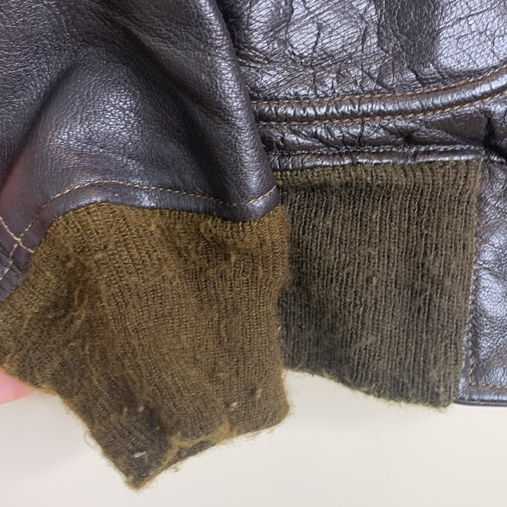 Vintage Brown WW Era G-1 USA Navy Avirex Ltd Bomber Flight Brown Leather Jacket - Picture 8 of 17